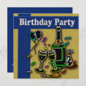 成人バースデーパーティ招待状 招待状 (正面/裏面)