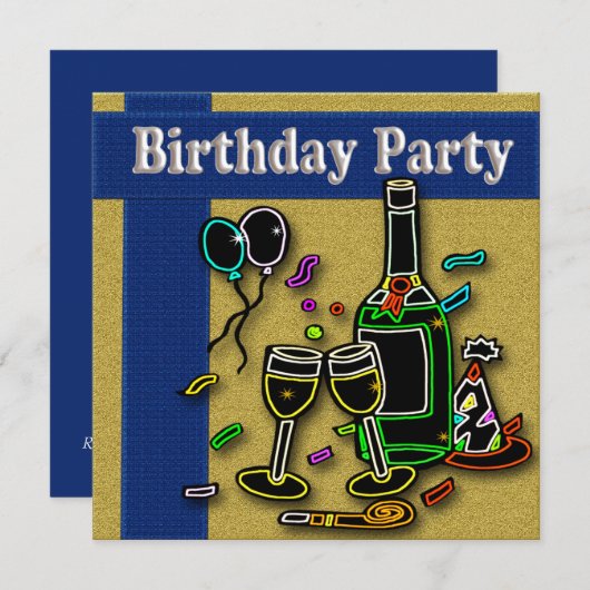 成人バースデーパーティ招待状 招待状 (正面/裏面)