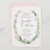 成人フローラ誕生日招待状任意の年齢マイルストーン 招待状 (正面/裏面)