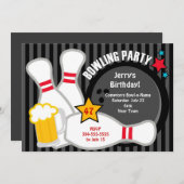 成人ボーリングパーティー 招待状 (正面/裏面)