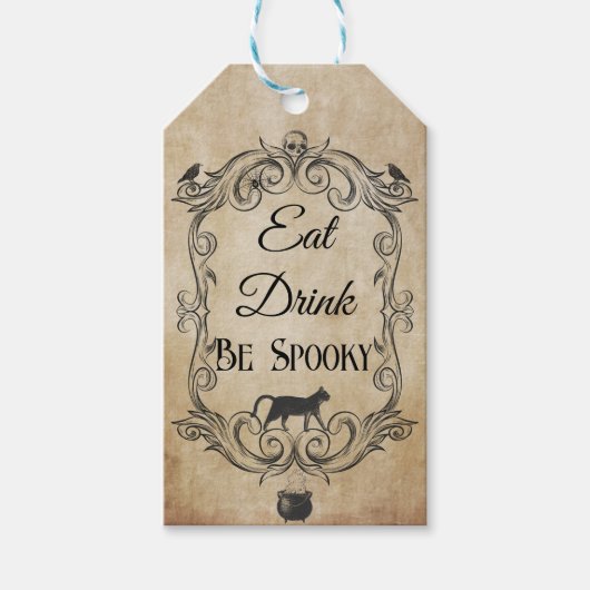 成人ヴィンテージゴシックスカルハローウィンパーティ ギフトタグ (正面)