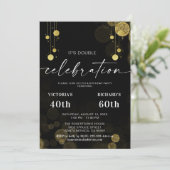 成人共同誕生日パーティー |ブラック金ゴールドグリッター 招待状 (スタンド正面)