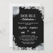 成人合同誕生日パーティー |シルバーフローラ 招待状 (正面)