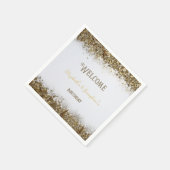 成人合同誕生日パーティー | ホワイトゴールド スタンダードカクテルナプキン (角)