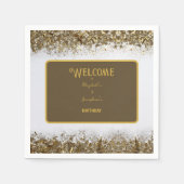 成人合同誕生日パーティー | ホワイトゴールド スタンダードカクテルナプキン (正面)