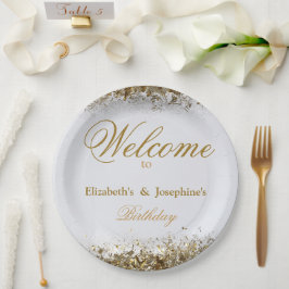 成人合同誕生日パーティー | ホワイトゴールド ペーパープレート