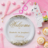 成人合同誕生日パーティー | ホワイトゴールド ペーパープレート (パーティー)