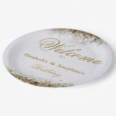成人合同誕生日パーティー | ホワイトゴールド ペーパープレート (アングル)