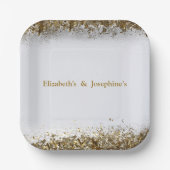 成人合同誕生日パーティー | ホワイトゴールド ペーパープレート (正面)