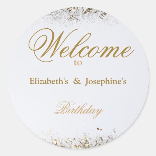成人合同誕生日パーティー | ホワイトゴールド ラウンドシール (正面)
