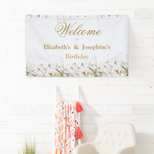 成人合同誕生日パーティー | ホワイトゴールド 横断幕 (インサイチュ)