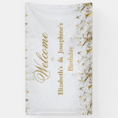 成人合同誕生日パーティー | ホワイトゴールド 横断幕 (縦)