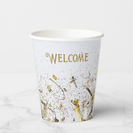 成人合同誕生日パーティー | ホワイトゴールド 紙コップ (裏面)