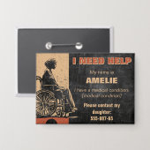 成人救急医療ラベルID 連絡 – 情報 缶バッジ (正面/裏面)