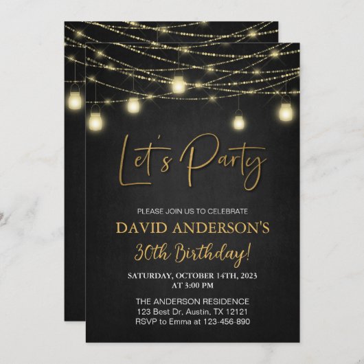 成人男子30歳バースデーバックヤードパーティー 招待状 (正面/裏面)