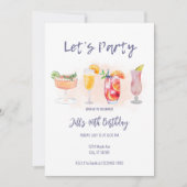 成人誕生日パーティーへの招待 招待状 (正面)