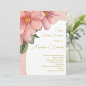 成人誕生日フォトピンク金ゴールドエレガントフローラ 招待状 (スタンド正面)