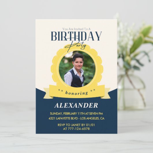 成人誕生日15歳の誕生日の招モダン待 招待状 (スタンド正面)