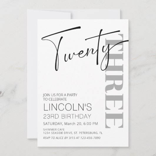 成人誕生日21 22 23 24 25 26 27 28 29 招待状 (正面)