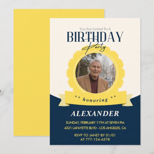 成人誕生日80歳の誕生日の招モダン待 招待状 (正面/裏面)