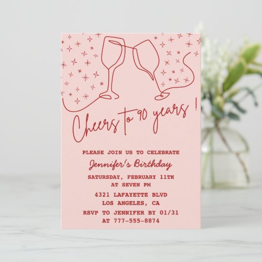 成人誕生日90歳の誕生日の招待応援 招待状 (スタンド正面)