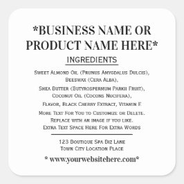 成分ラベル白黒四角 スクエアシール