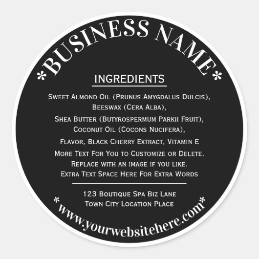 成分ラベル白黒 ラウンドシール (正面)