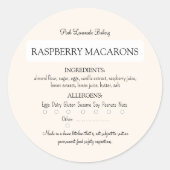 成分及びアレルゲン食品ラベル ラウンドシール (正面)