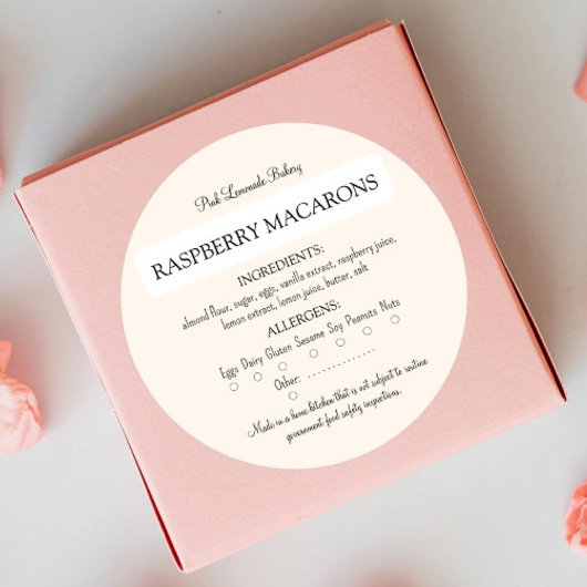 成分及びアレルゲン食品ラベル ラウンドシール