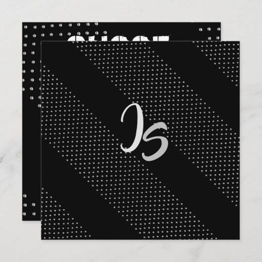 成功したビジネスマン個人シルバーモノグラム 招待状 (正面/裏面)