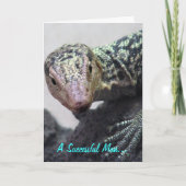 "成功した人"。 トカゲの写真の引用語句 カード (正面)