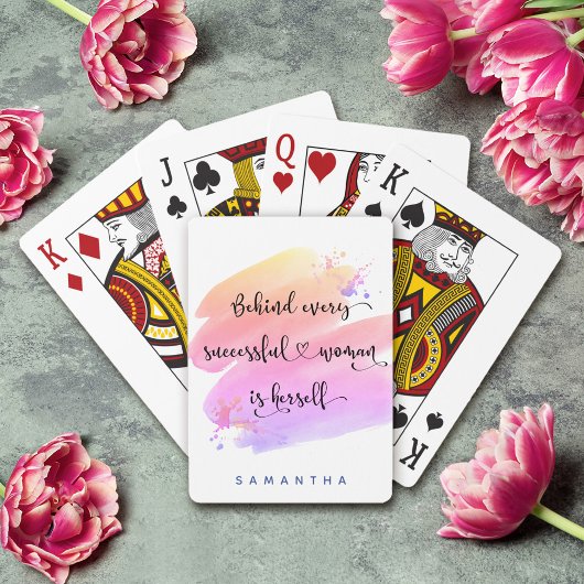 成功した女性の引用文スクリプトピンクウォーターカラーシック トランプ