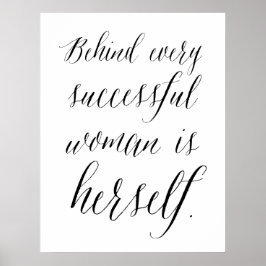 成功した女性の背後には自分のポスターがある ポスター