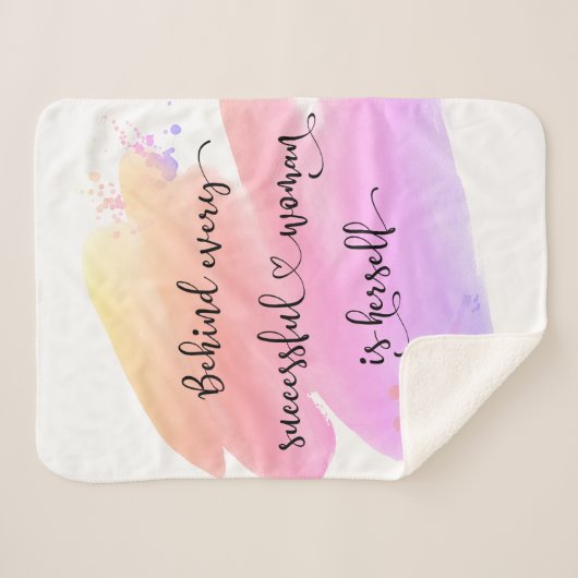 成功した女性スクリプトピンクの水色グラデーションはっきりした シェルパブランケット (正面(横))