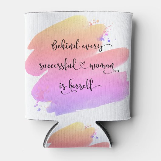 成功した女性スクリプトピンク紫の水色 缶クーラー (正面)