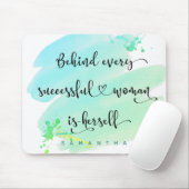 成功した女性スクリプトモノグラムブルーウォーター色 マウスパッド (マウス)