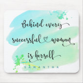 成功した女性スクリプトモノグラムブルーウォーター色 マウスパッド (正面)