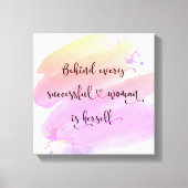 成功した女性ピンクの水の色のスクリプトタイポグラフィ キャンバスプリント (正面)