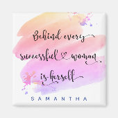 成功した女性ピンクの水の色のタイポグラフィ カスタム マグネット (正面)