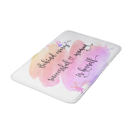 成功した女性引用文スクリプトピンクの水色はっきりした バスマット (アングル)