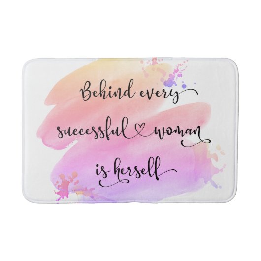 成功した女性引用文スクリプトピンクの水色はっきりした バスマット (正面)