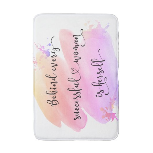成功した女性引用文スクリプトピンクの水色はっきりした バスマット (正面縦)