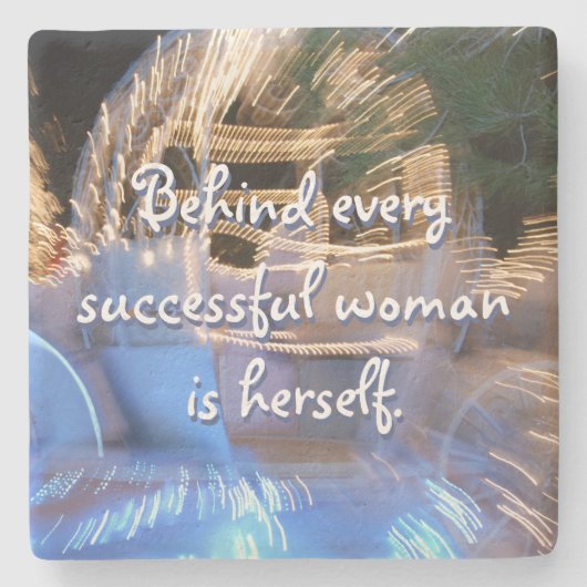 成功した女性引用文スパークリー金ゴールドコーチの写真 ストーンコースター (正面)