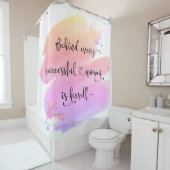 成功した女性引用文ピンクの水グラデーション色はっきりした シャワーカーテン (インサイチュ)