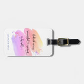 成功した女性引用文ピンクウォーター色タイポグラフィ ラゲッジタグ (正面横)