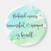 成功した女性引用文ブルーウォーター色タイポグラフィ マグネット (正面)