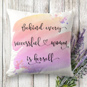 成功した女性、ピンクグラデーションの水色タイポグラフィ クッション