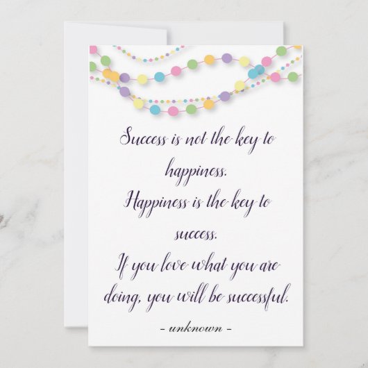 成功と幸福のカスタム引用文 シーズンカード (正面)