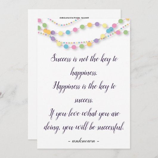 成功と幸福のカスタム引用文 シーズンカード (正面/裏面)