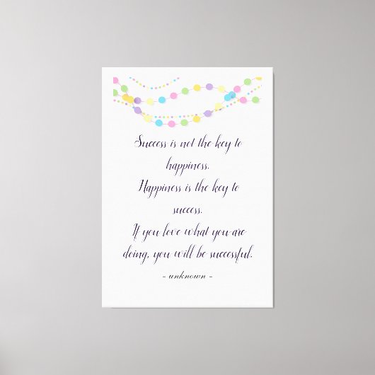 成功と幸福感動的のカスタム引用文 キャンバスプリント (正面)